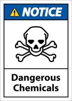 Notice Dangerous Chemicalsl Sign On White Background vector