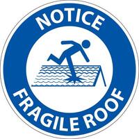 Notice Fragile Roof Sign On White Background vector