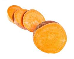 front view sliced tuber of sweet potato isolated photo