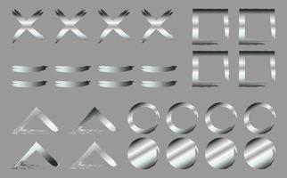 COLLECTION OF SILVER BRUSH AND CIRCLE STROKE, with assorted angular shapes, slightly dark background vector