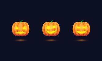 Pumpkin spooky lamp collection vector