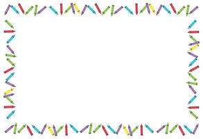 Colorful crayons Frame border on White Background, Crayons colorful , vector illustration.