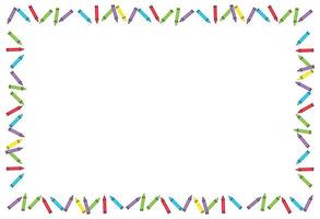 Colorful crayons Frame border on White Background, Crayons colorful , vector illustration.