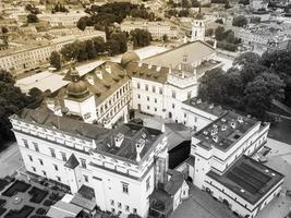 Vilnius, Lithuania ,2021  -aerial top down view palace of the grand dukes of Lithuania. View from Gediminas hill photo