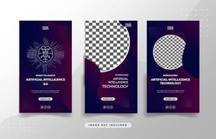 Set of stories collection for Artificial Intelligence Campaign Background Template vector