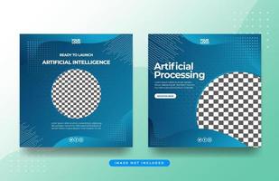 conjunto de colección de publicaciones para el vector de plantilla de fondo de campaña de inteligencia artificial