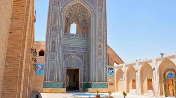 Jame mosque of Yazd with no people due to heat in summer. Persian mosque architecture video