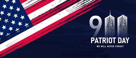 hand drawn 9.11 patriot day horizontal banner vector