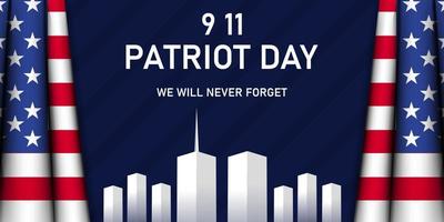 9.11 patriot day illustration horizontal banner