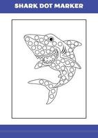 página de marcador de punto de tiburón para niños. libro de marcadores de puntos de tiburón para relajarse y meditar. vector