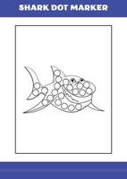 Shark dot marker Page for kids. Shark dot marker book for relax and meditation. vector