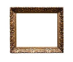 old decorated wide bronze picture frame isolated photo