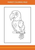 Cute parrot coloring book. Line art design for kids printable coloring page. vector