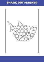 Shark dot marker Page for kids. Shark dot marker book for relax and meditation. vector