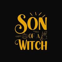 Son of witch Happy halloween lettering Free Vector