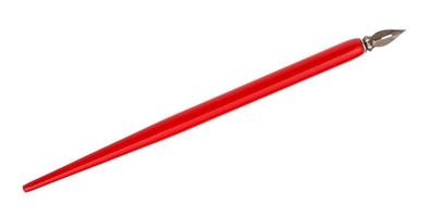 bolígrafo con punta de acero afilada y portalápices rojo foto