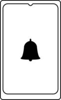 Smartphone with bell notification simple thin line icon for design element vector