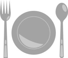 plato, cuchara y tenedor icono de vector plano