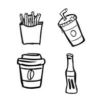 Simple Hand drawing design fast food vector