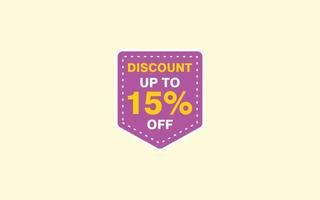 15 Percent discount offer, clearance, promotion banner layout with sticker badge. vector