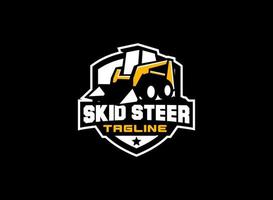 Skid steer logo vector for construction company. Heavy equipment template vector illustration for your brand.