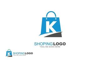 k logo onlineshop para empresa de marca. ilustración de vector de plantilla de bolsa para su marca.