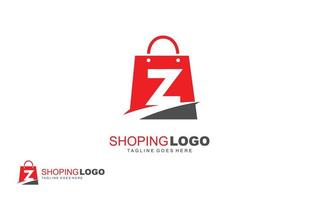 tienda en línea del logotipo z para la empresa de marca. ilustración de vector de plantilla de bolsa para su marca.