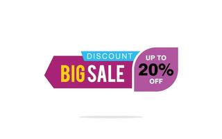 20 Percent discount offer, clearance, promotion banner layout with sticker badge. vector