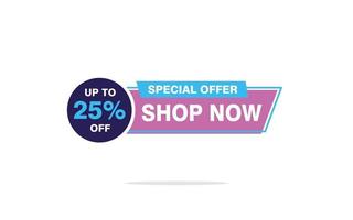 25 Percent discount offer, clearance, promotion banner layout with sticker badge. vector