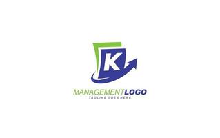 Gestión de logo k para empresa. ilustración de vector de plantilla de carta para su marca.