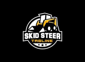 Skid steer logo vector for construction company. Heavy equipment template vector illustration for your brand.