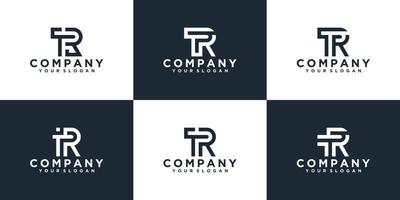 Set of creative monogram letter tr logo design inspiration template for consulting, initials, financial companies vector