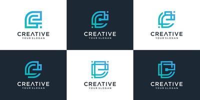 colección de la colección de logotipos de letras e con estilo de línea para consultoría, iniciales, empresas financieras vector