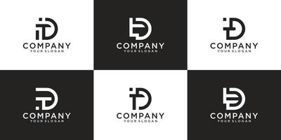 Set of creative monogram letter TD logo design inspiration vector