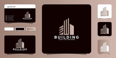 Building logo design inspiration with initial letter w and business card vector