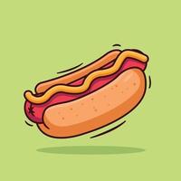 Hotdog with Mustard Topping vector