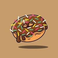 Donut with Chocolate Melted Topping vector