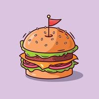 Delicious Burger with Extra Cheese and Tomato vector