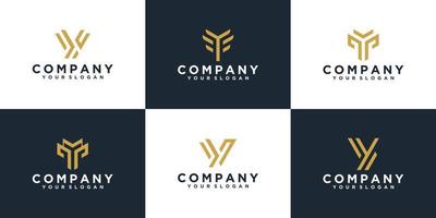 Set of creative monogram letter y logo design inspiration template for consulting, initials, financial companies vector