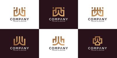 Set of letter w logo collection with golden concept for consulting, initial, finance company vector