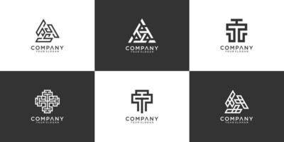 Set of creative monogram letter ttt or triple t logo design inspiration template for consulting, initials, financial companies vector