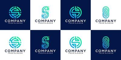 Set of monogram initial letter s logo template. icons for business, consulting, technology digital vector