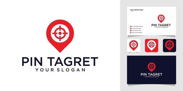 Map pin symbol with Target icon design template and business card vector