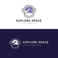 explorar plantilla de logotipo espacial, logotipo perfecto para empresas relacionadas con la industria espacial. ilustración vectorial espacial. vector