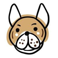 French Bulldog simple line art head vector