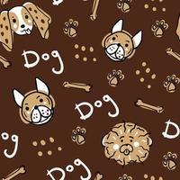 Various dog head seamless pattern vector