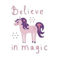 Hand drawn unicorn print with text vector