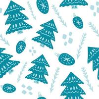 Cute Scandinavian Christmas tree seamless pattern vector