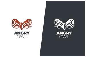 Angry Owl Sight Animals Vector Logo Concept Design