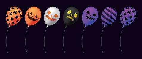 Halloween style balloons with grimace, stripes and stars vector